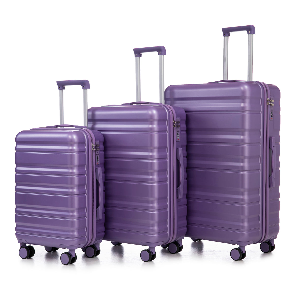 HIFINE Tourist 20/24/28 inch 3-Piece ABS Spinner Luggage Set in Purple, Combination Lock, Durable Hard Shell with 360° Silent Wheels