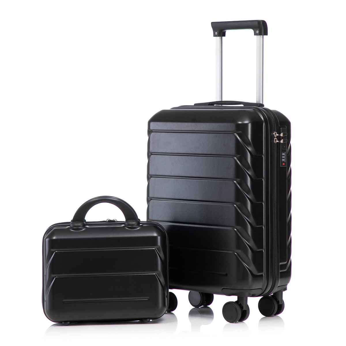 Black ABS Spinner Luggage Set 14' & 20', with Combination Lock & 14' Cosmetic Case
