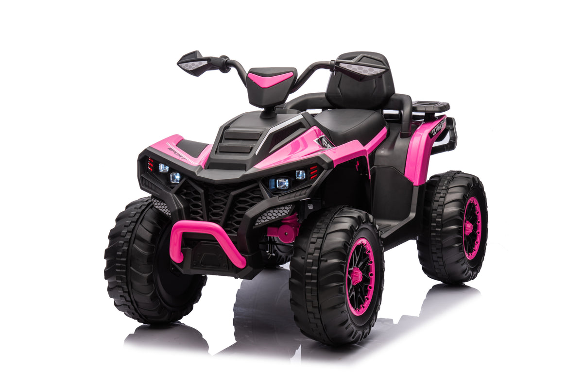 Kids ATV 4 Wheeler, 24V 4WD Electric ATV Ride On Toy for Big Kid w/ 2-Seater, 4x200W Motor, 6Mph Max Speed-Pink