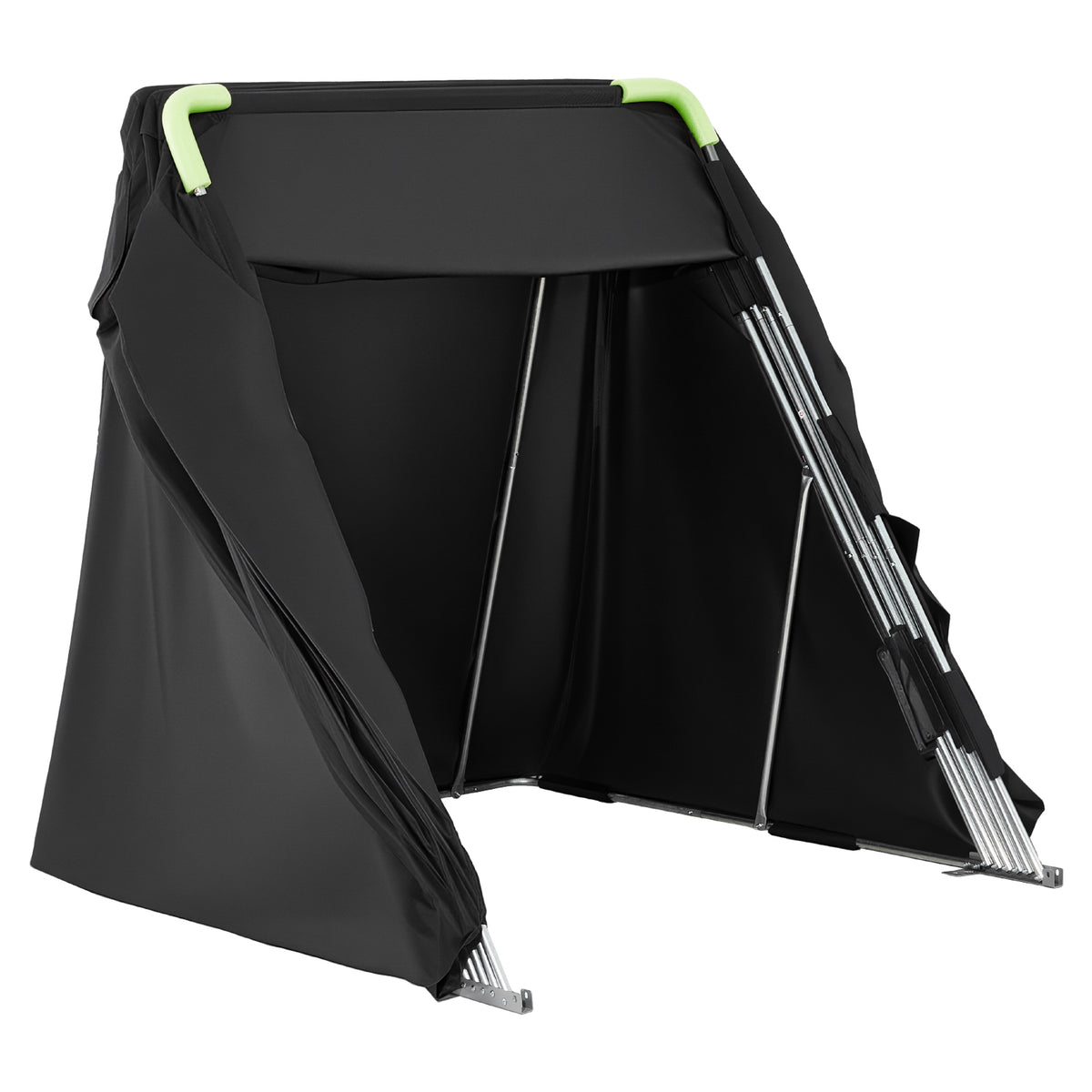 Motorcycle Storage Shelter with Security Lock, 600D Oxford Flip-Up Garage Tent, Heavy-Duty All-Weather Motorcycle Cover with Ventilation Windows, 136x54x75 in Outdoor Vehicle Shelter, Black