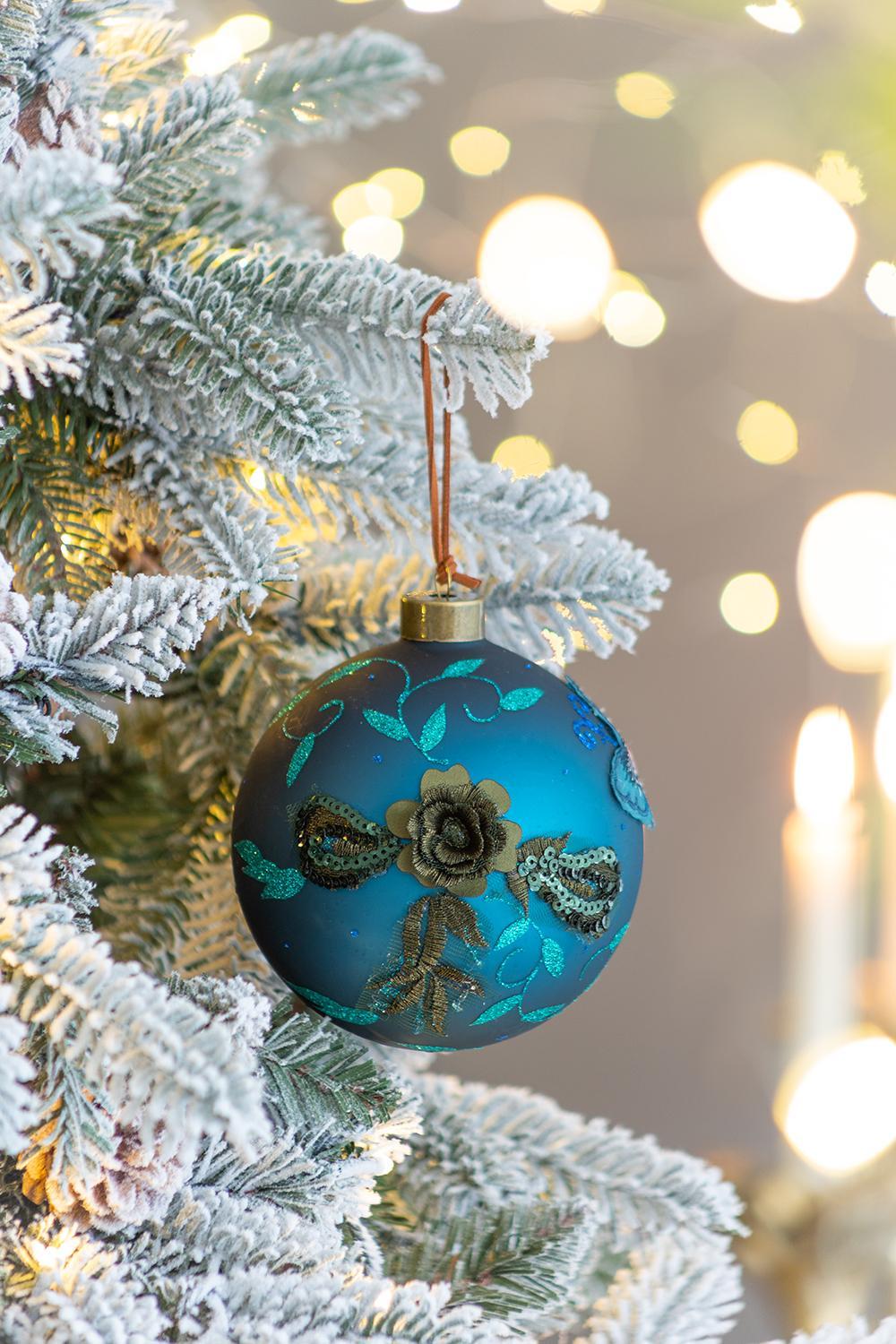 D4.7' Christmas Ball Ornaments, Glass Decorative Hanging Ball Christmas Tree Ornaments for Holiday Party Decorations, Set of 4