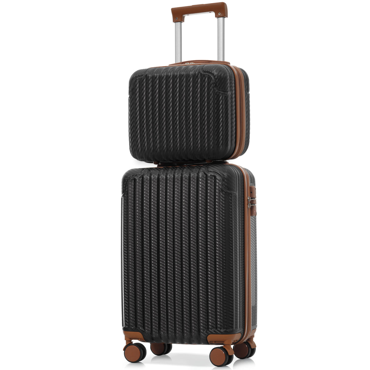 2-Piece Hardshell Luggage Set, Lightweight ABS Suitcase, TSA Lock & 360° Spinner Wheels, 20'' Carry On + 14'' Cosmetic Case