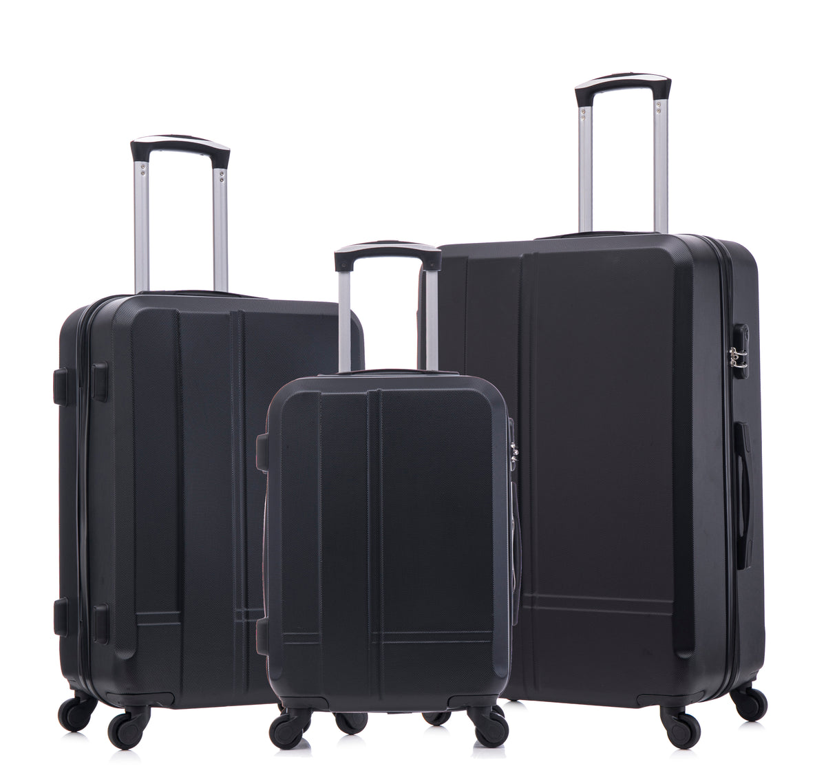 Luggage set of 3 pieces (20/24/28) - Luggage set - Wheel luggage - ABS durable and lightweight rotating hard shell luggage (black)