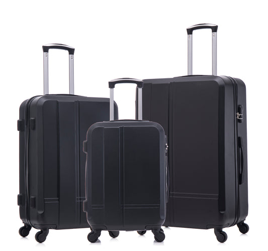 Luggage set of 3 pieces (20/24/28) - Luggage set - Wheel luggage - ABS durable and lightweight rotating hard shell luggage (black)