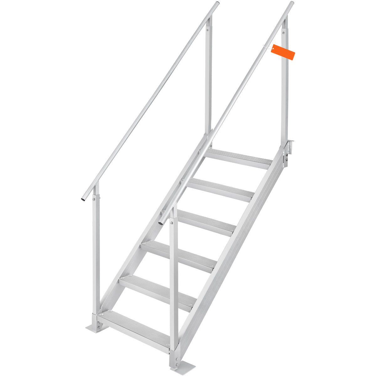 Dock Ladder, 43''-51'' Adjustable Height, 500 lbs Load Capacity, Aluminum Alloy 6 Steps Pontoon Boat Ladder with Dual Handrails & Nonslip Rubber Mat, Ideal for Ship/Lake/Pool/Marine Boarding