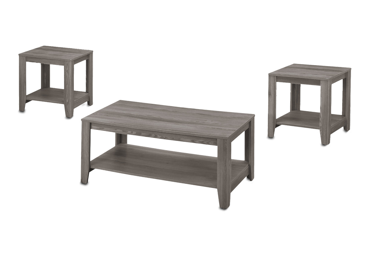 Table Set, 3pcs Set, Coffee, End, Side, Accent, Living Room, Grey Laminate, Transitional