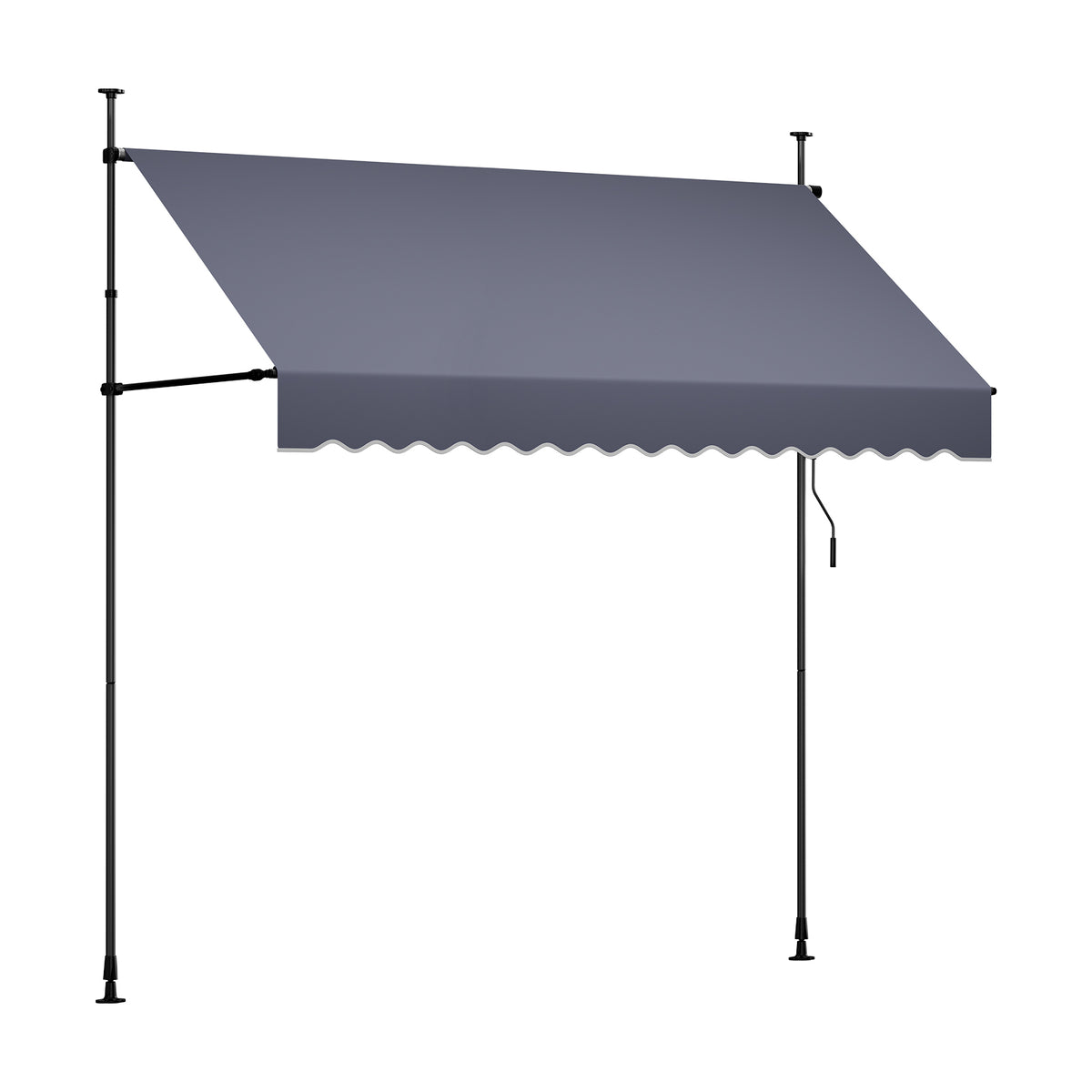Manual Retractable Awning, 98' Outdoor Retractable Patio Awning Sunshade Shelter, Height Adjustable Patio Door Window Canopy with Manual Crank Handle for Backyard, Garden, Balcony, Dark Gray