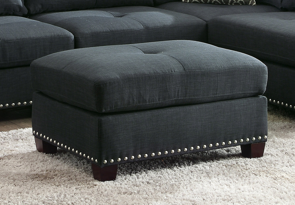 Laurissa Dark Blue Linen Ottoman