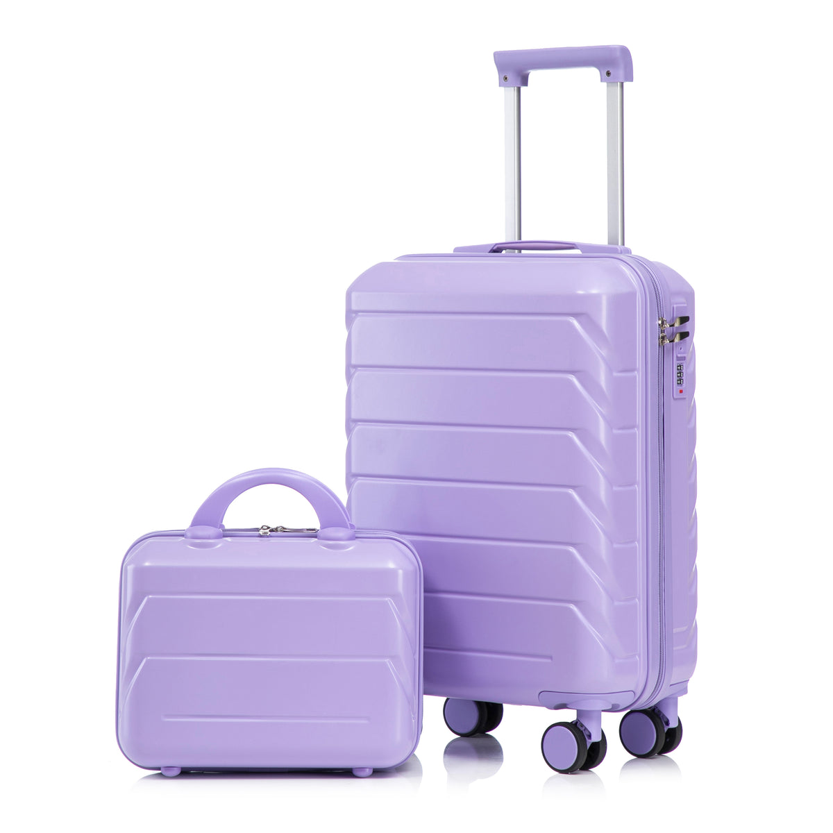 Blue+Purple ABS Spinner Luggage Set 14'+20', with Combination Lock & 14' Cosmetic Case