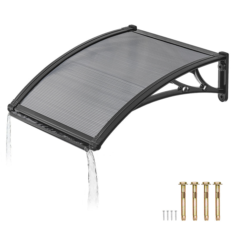 Awnings for Door Entrance, 24 x 24 in, Exterior Front Door Window Awnings with Drainage & ABS Bracket, Rain Snow Sun Protection, Overhang Polycarbonate Door Canopy for Porch Patio, Smoky Gray