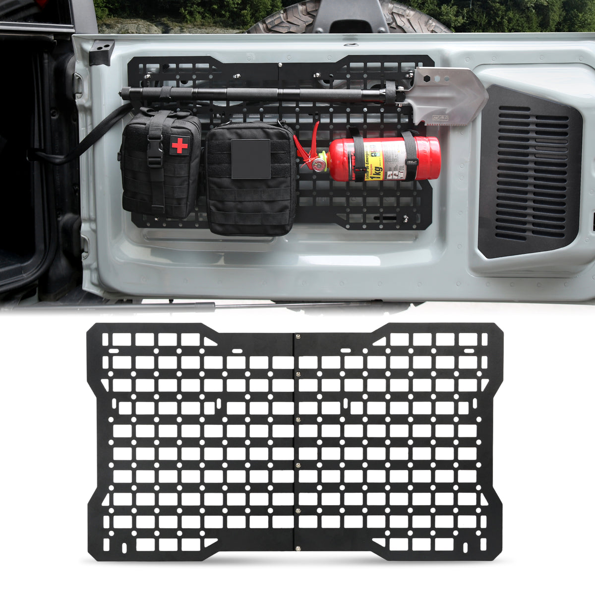 OFF ROAD Tailgate Storage Panel Tailgate Molle Panel Steel Cargo Shelf Storage Luggage Holder Carrier for Ford Bronco Accessories 2021-2026 2/4 Doors