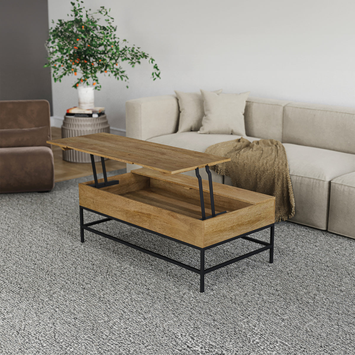 T1105-01 Natural Lift Top Coffee Table
