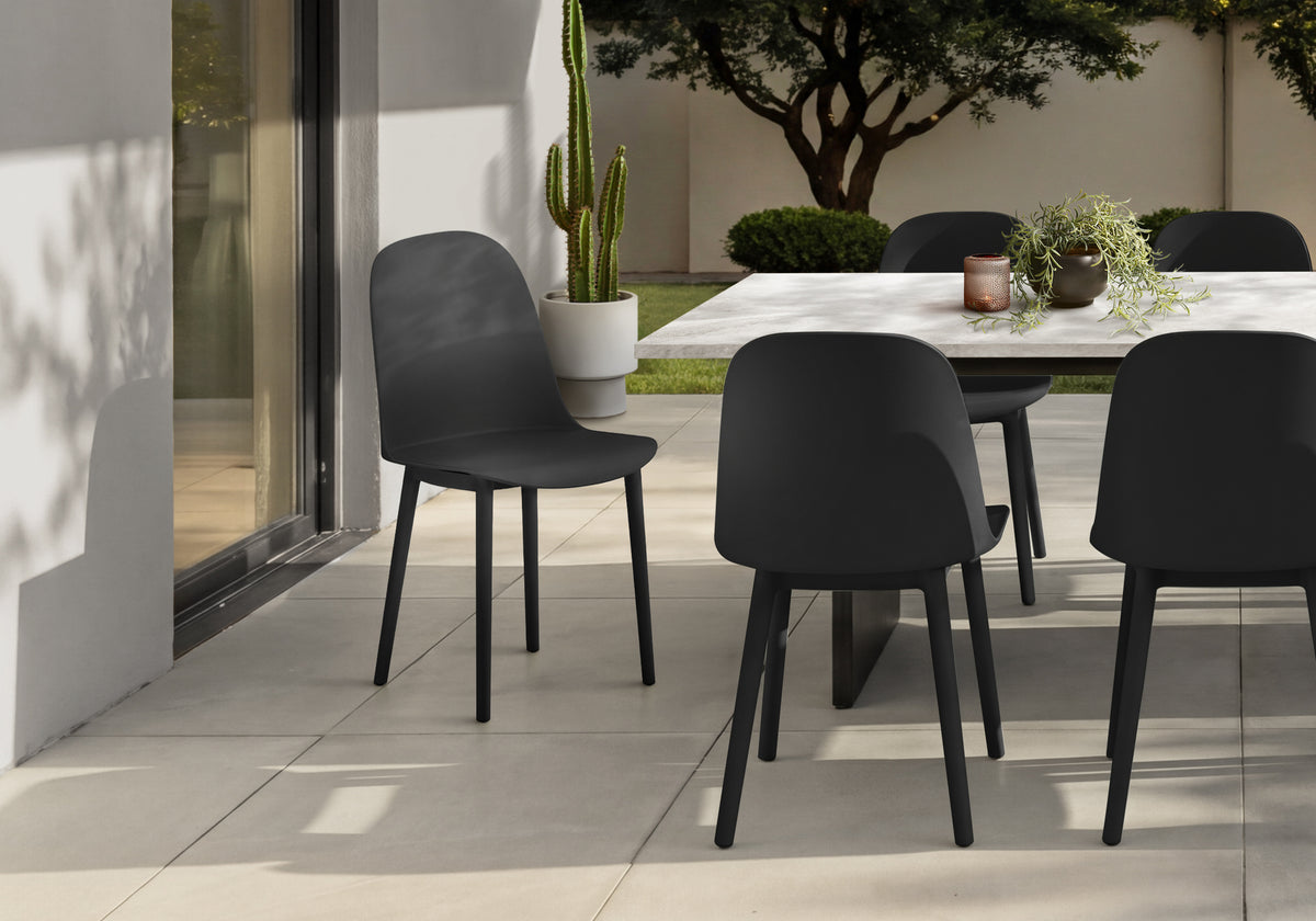 Outdoor Chair, 33'h, Patio Chairs, Set Of 4, Black, Contemporary, Modern