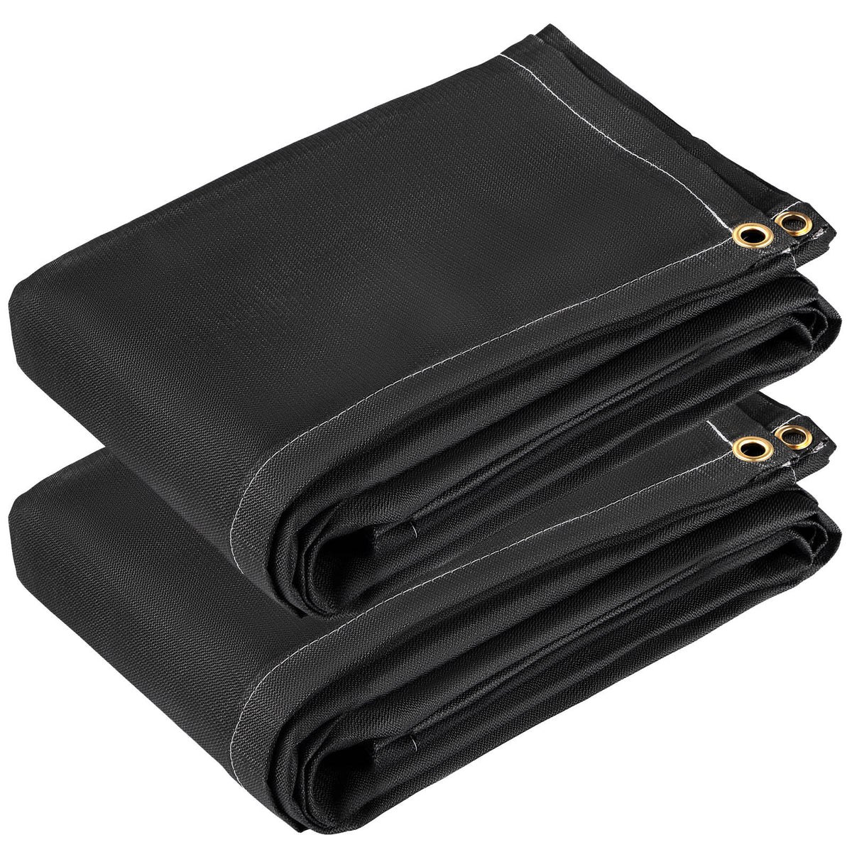 Fire Blankets, 2 Pack Welding Blankets, 6' x 10' Fire Suppression Blanket, 1022 °F Flame Retardant Blanket, Black Fire Emergency Blankets, Fiberglass Fire Retardant Blanket with 8 Brass Grommets