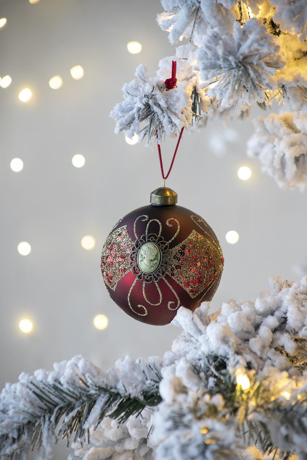 D3.9' Christmas Ball Ornaments, Glass Decorative Hanging Ball Christmas Tree Ornaments for Holiday Party Decorations, Set of 6