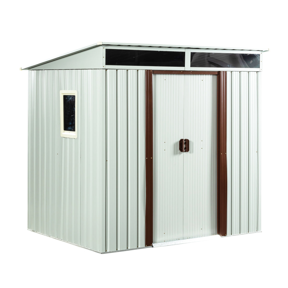 Outdoor Metal Storage Shed with Window and Metal Foundation, White, 6ft x 5ft, Iron Construction