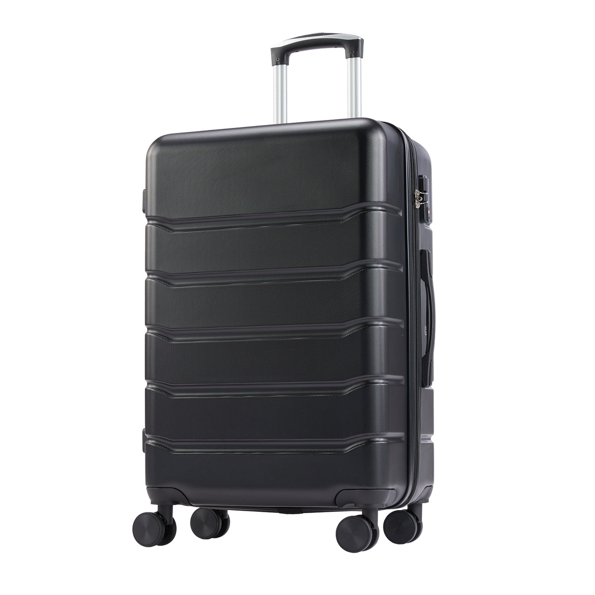 Hard sided expand suitcase with rotating wheels, TSA lock, retractable handle, black, 20'