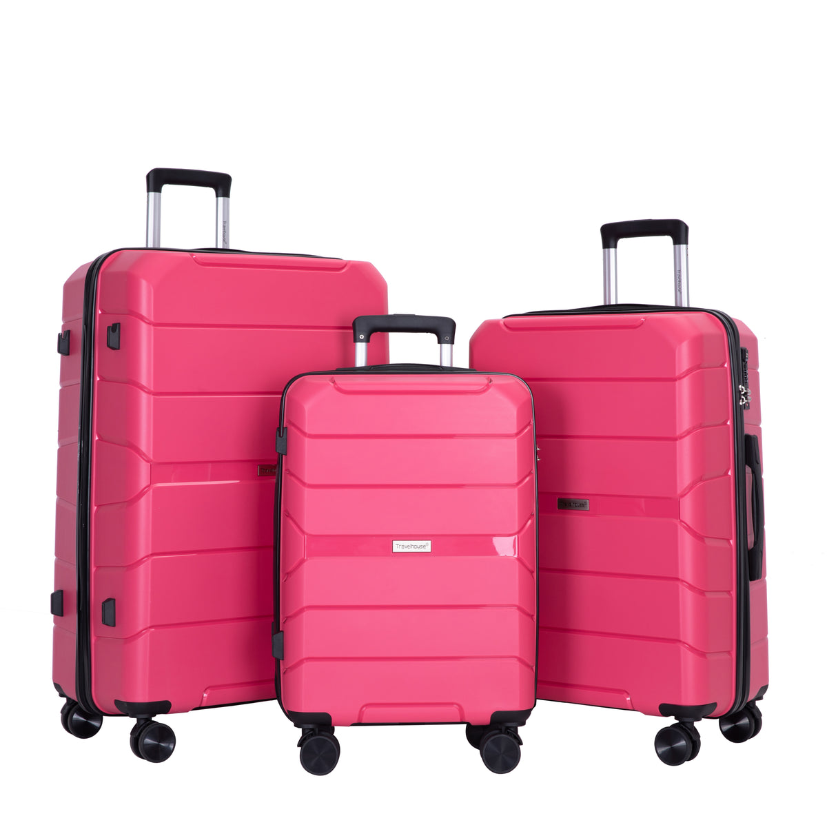 Hardshell Suitcase Spinner Wheels PP Luggage Sets Lightweight Durable Suitcase with TSA Lock,3-Piece Set (20/24/28) ,Rose