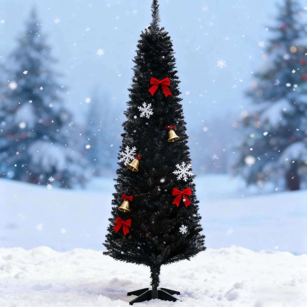 Slim Xmas Tree with Realistic Branch Tips and Plastic Stand,Artificial Christmas Tree
