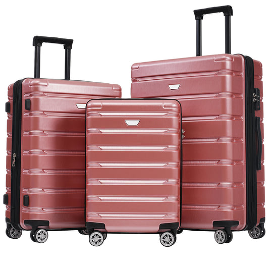 3 Piece Luggage Set Suitcase Set, Lightweight Durable Suitcase with Wheels and TSA Lock, Expandable Travel Family Luggage for Men Women 20' 24' 27'