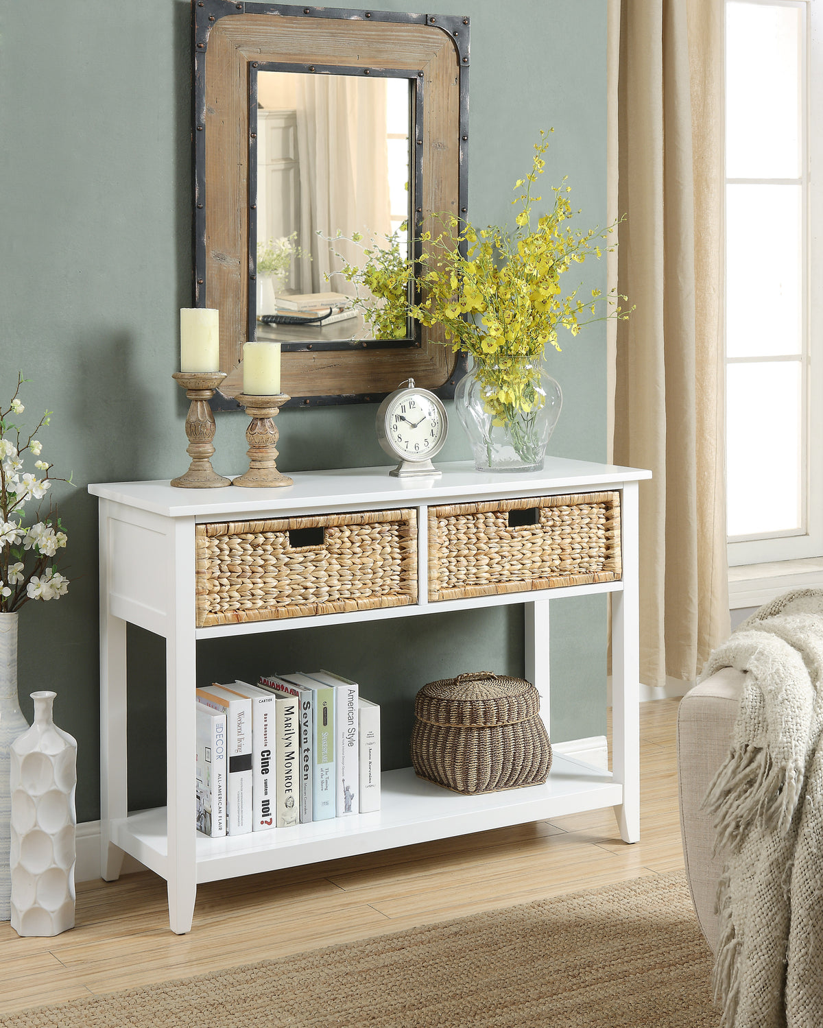 Flavius White Finish Console Table