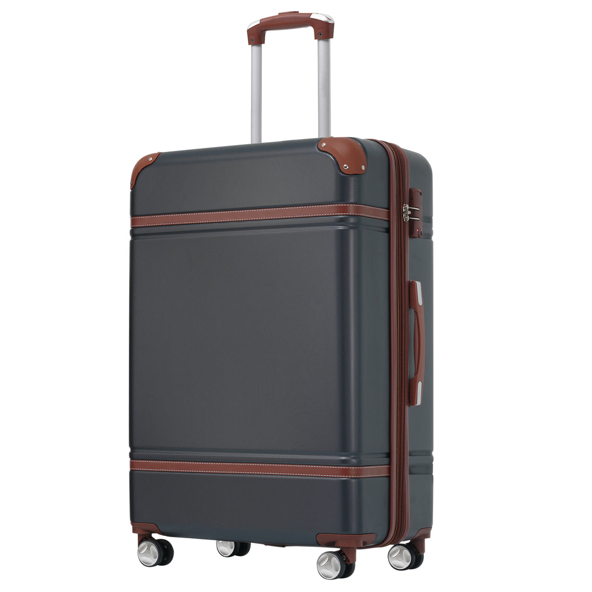 Hardshell Luggage with TSA lock , 24' Expandable Lightweight Suitcase with Spinner Wheels, Single Vintage Luggage,Black