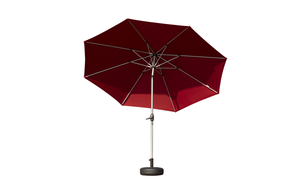 10FT Patio Umbrella, Outdoor Table Umbrella with Push Button Tilt and Crank, UV Protection Waterproof Market Sun Umbrella with 8 Sturdy Ribs for Garden, Deck, Backyard, Pool (Brick red)