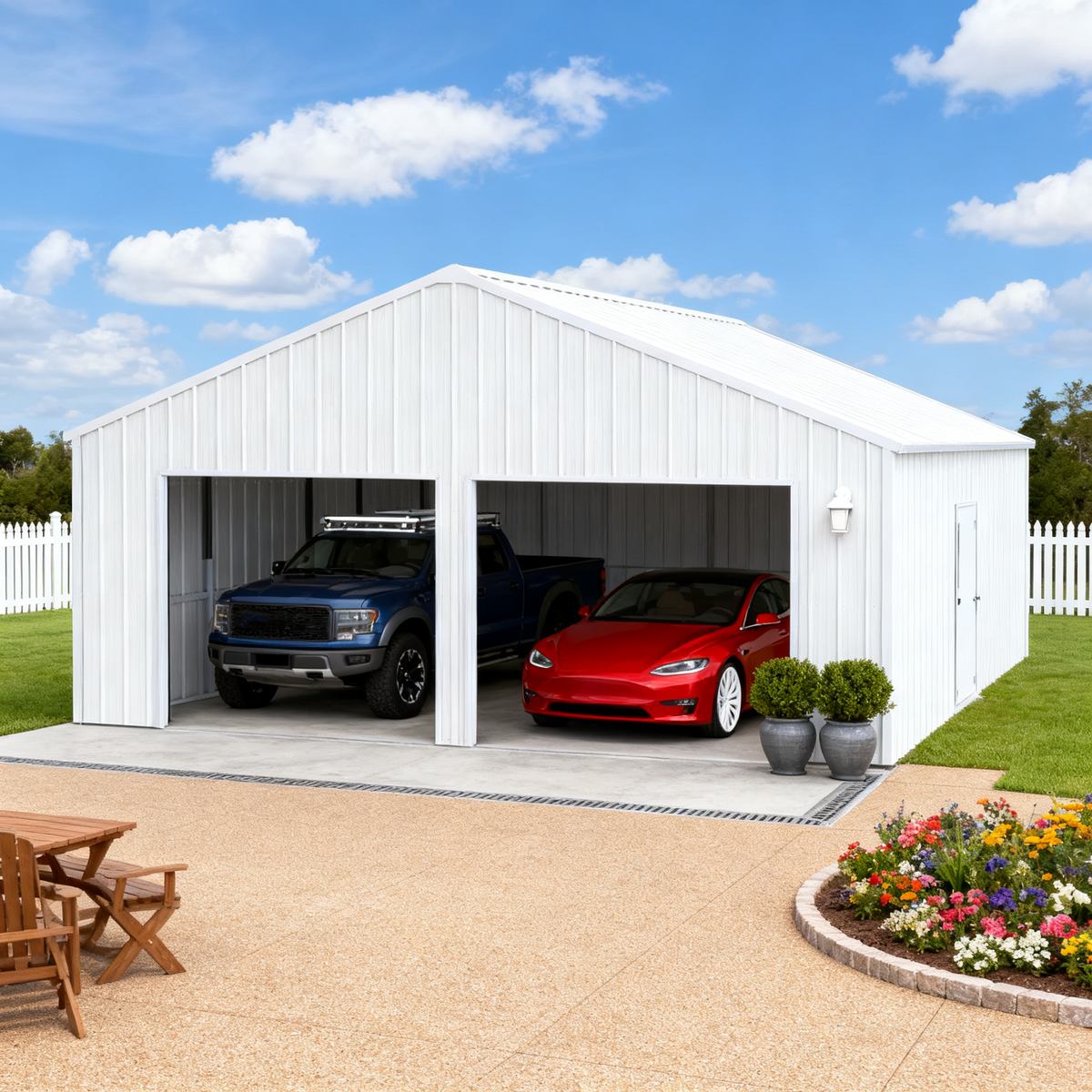 45FT x 25FT Metal Garage Barn Shed – Durable Outdoor Steel Structure  Storage Shed - The customer must have unloading capabilities, such as a forklift or crane