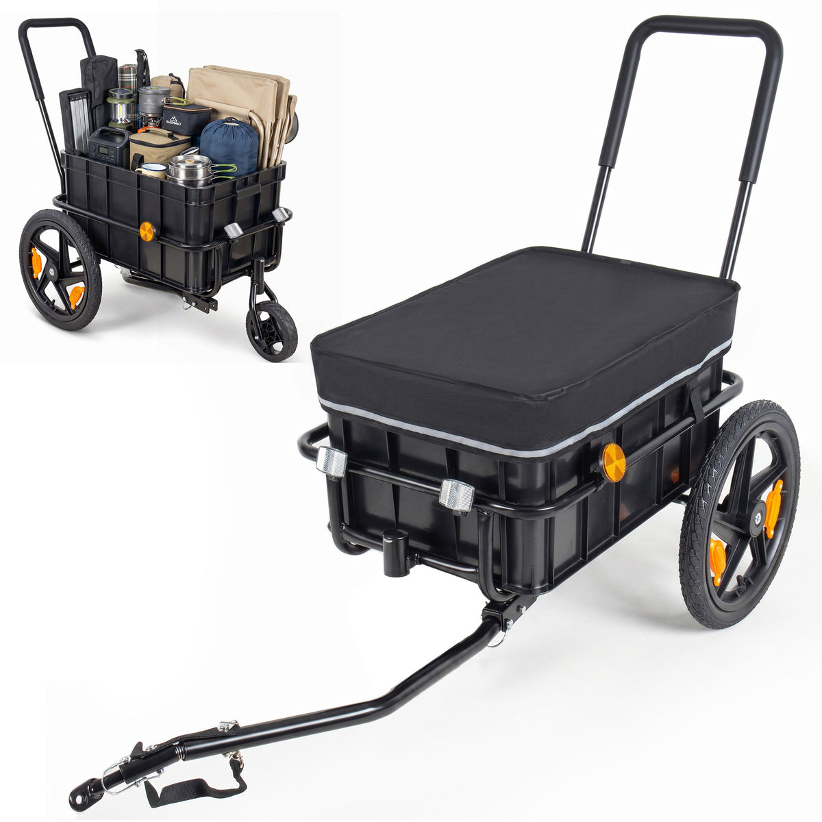 Bike Cargo Trailer, 100 lbs Load Capacity, Heavy-Duty Bicycle Wagon Cart, Foldable Compact Storage with Universal Hitch
