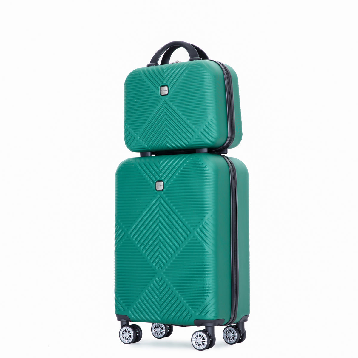 2 Piece Luggage Sets ABS Lightweight Suitcase , Spinner Wheels, (20/14) Dark Green