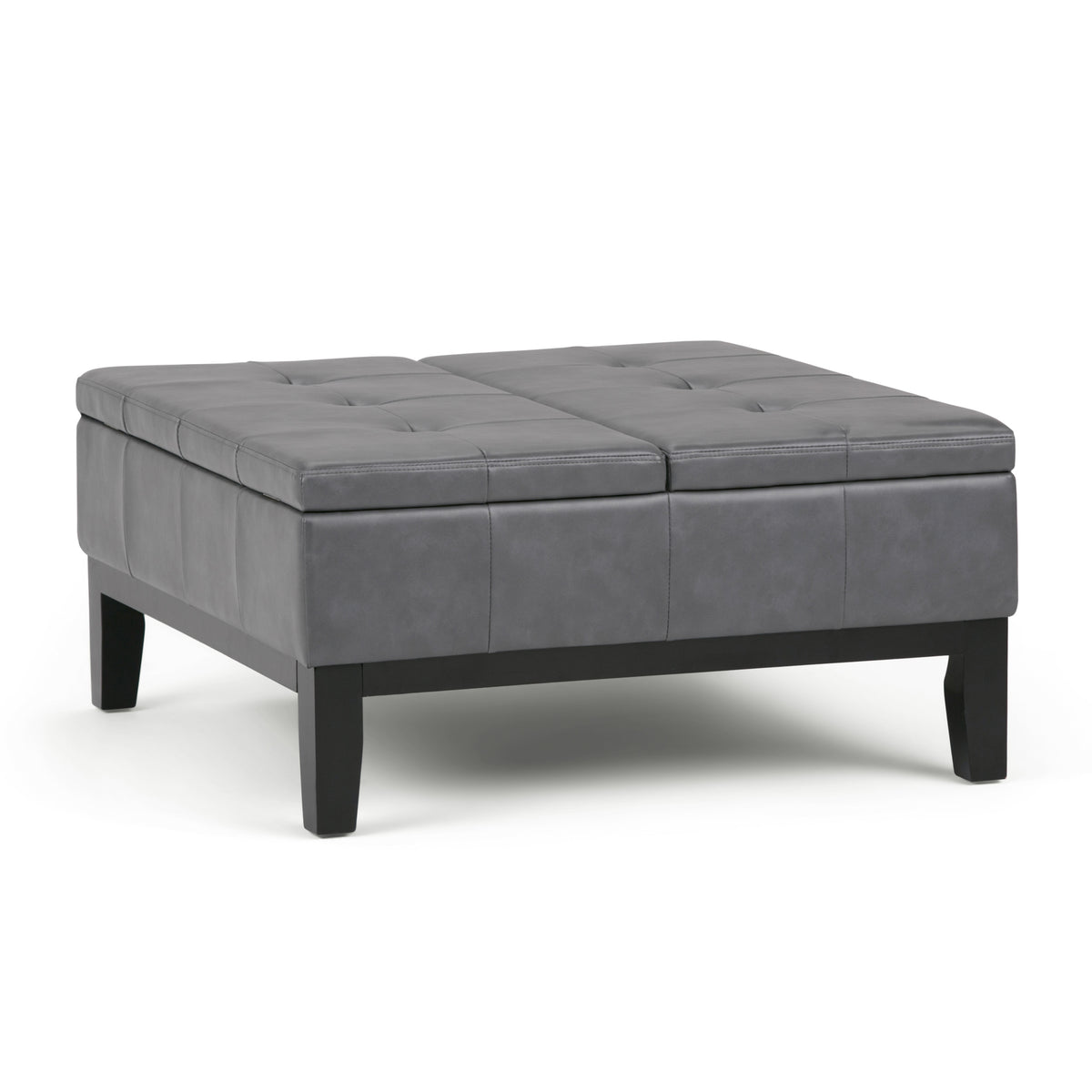 Dover - Square Coffee Table Storage Ottoman - Stone Grey