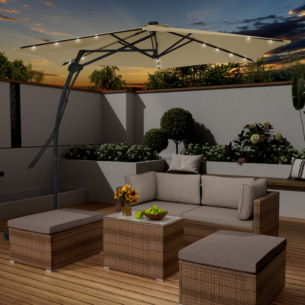 10ft Outdoor Patio Cantilever Umbrella with Stand