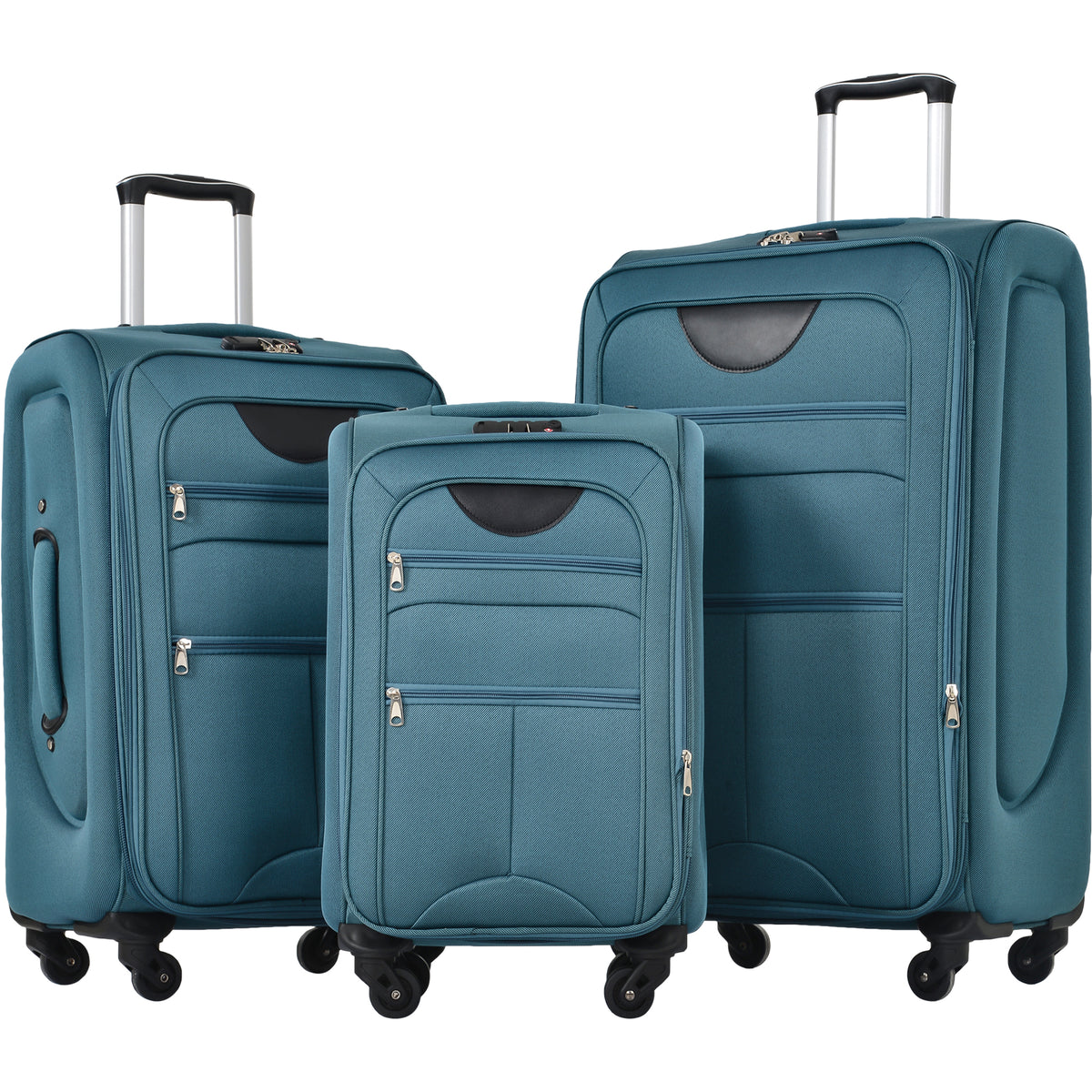 Green Softside Luggage Expandable 3-Piece Set with TSA Lock, Lightweight Polyester Spinner Suitcase - 22/26/30 Inches