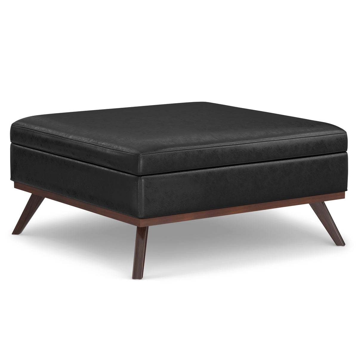 Owen - XL Square Coffee Table Storage Ottoman - Distressed Black