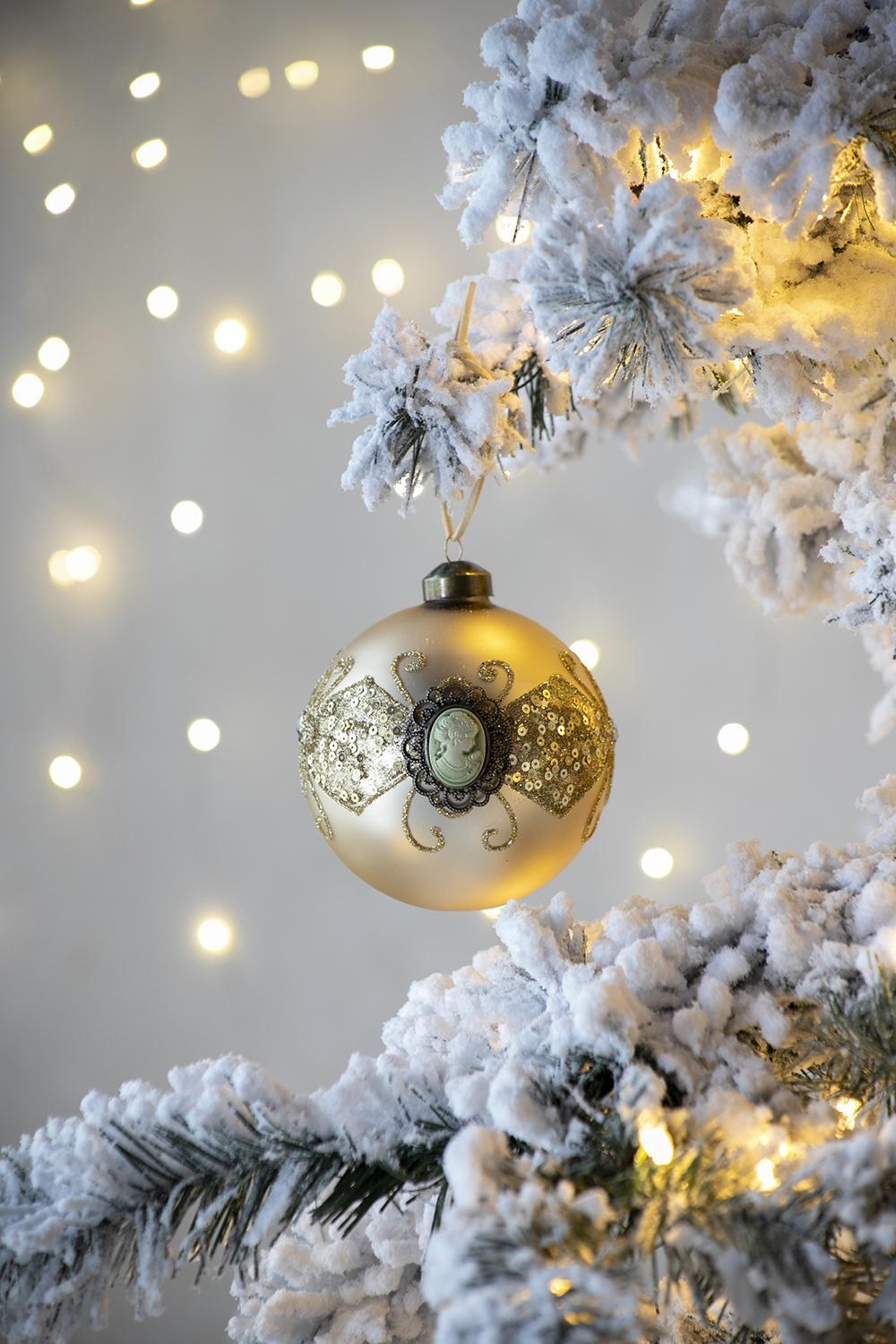 D3.9' Christmas Ball Ornaments, Glass Decorative Hanging Ball Christmas Tree Ornaments for Holiday Party Decorations, Set of 6
