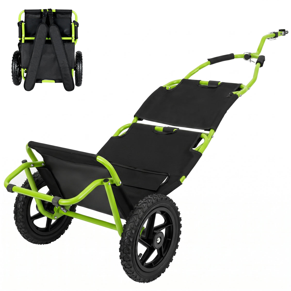 Bike Cargo Trailer 60 lbs Load 3-in-1 Bicycle Wagon Cart Folding, Backpack/Trailer/Pushcart Mode with 12-Inch Wheels, Foldable Carbon Steel Frame, Fits 22-28 in Bike Wheels, for Carrying Cargo