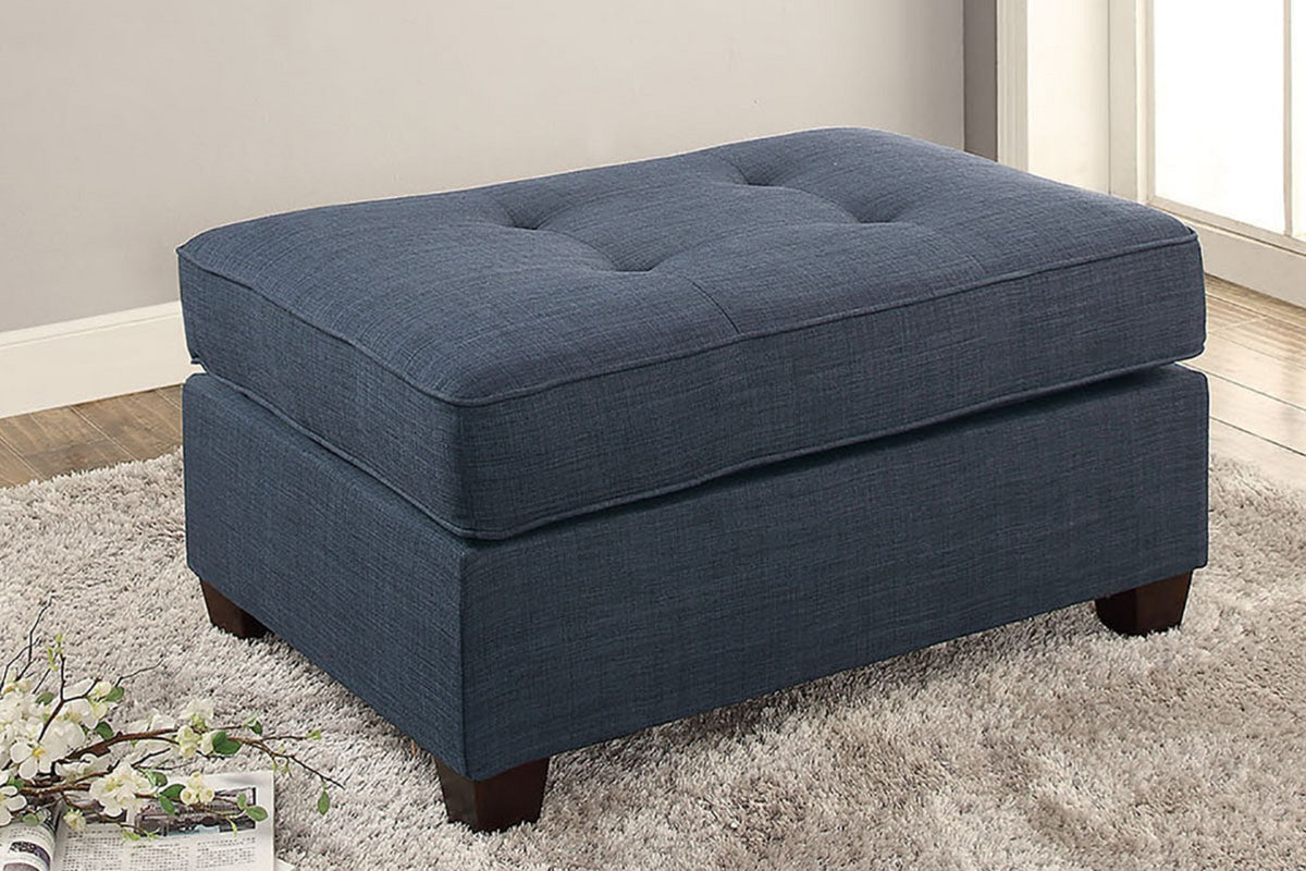 Cocktail Ottoman Dorris Fabric Dark Blue Color W Tufted Seats Ottomans