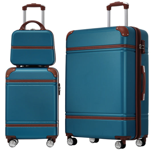Hardshell Luggage Sets 3 Pieces 20'+28' Luggages and Cosmetic Case Spinner Suitcase with TSA Lock  Lightweight,Blue