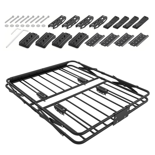 Roof Rack Cargo Basket, 46 x 36 x 4 in, Heavy Duty Roof Top Carrier Basket with Folding Design, 200 lbs Capacity, All-Weather Easy-Install Car Top Luggage Holder, Universal Fit for SUV Truck Car
