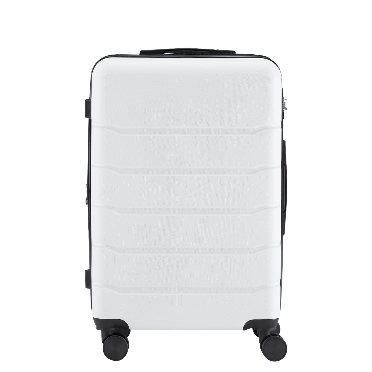 Hard sided expand suitcase with rotating wheels, TSA lock, retractable handle, White, 24'