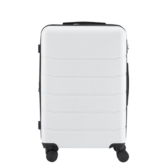 Hard sided expand suitcase with rotating wheels, TSA lock, retractable handle, White, 24'