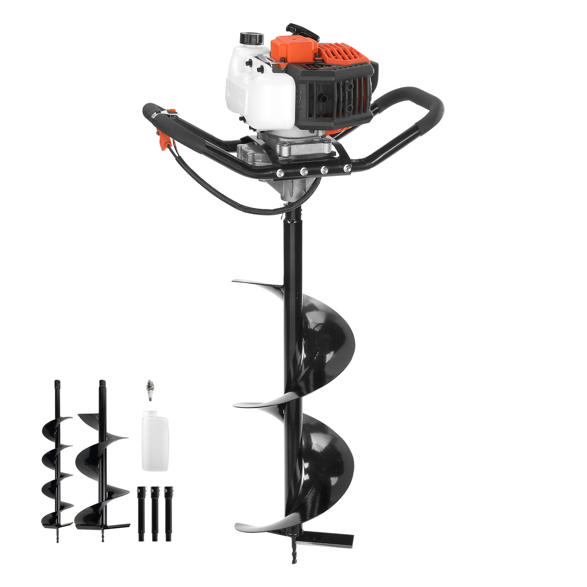 Gas Powered Post Hole Digger, 52cc Post Hole Auger with 6' & 10' Bits, 3 Extension Rods, 1450W Heavy-Duty Earth Auger for Fence Posts, Deck / Pergola Posts, Plant / Tree Planting, EPA Listed