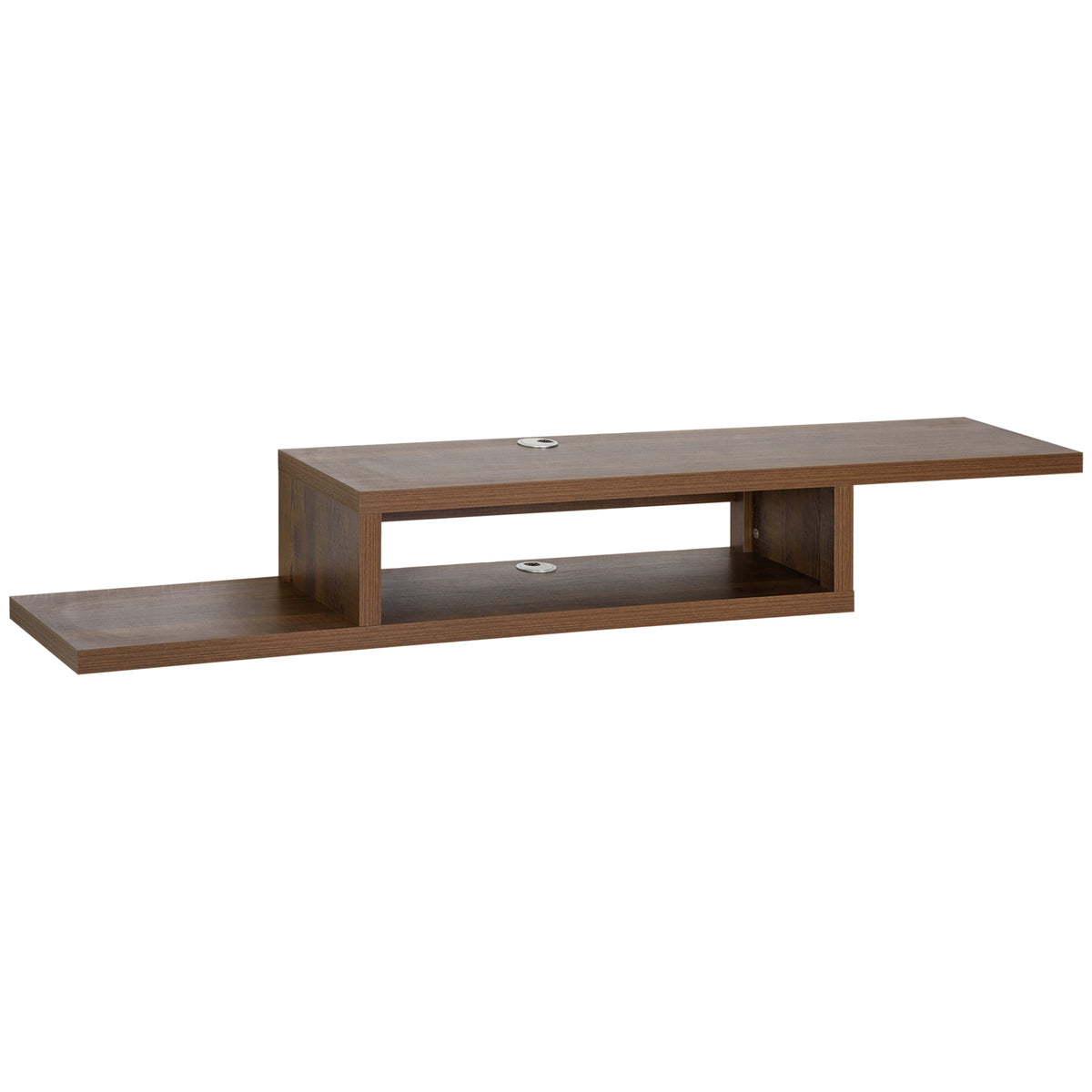 HOMCOM Wall Mounted Media Console, Floating Stand Component Shelf, Entertainment Center Unit, Walnut