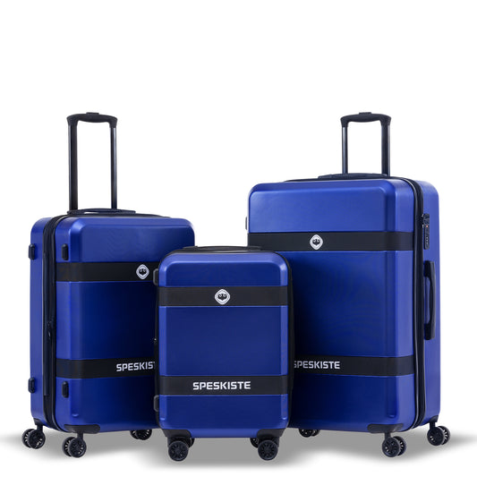 Luggage Sets New Model Expandable ABS+PC 3 Piece Sets with Spinner Wheels Lightweight TSA Lock (20/24/28),Blue