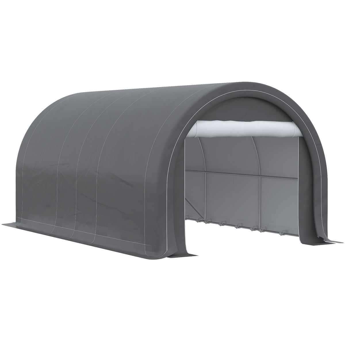 Outsunny Heavy Duty Portable Carport Garage Tent with Zippered Door, Anti-UV PE Canopy Cover, Gray, 10' x 16'