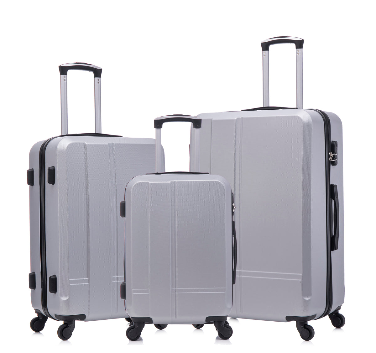 Luggage set of 3 pieces (20/24/28) - Luggage set - Wheel luggage - ABS durable and lightweight rotating hard shell luggage (silver gray)
