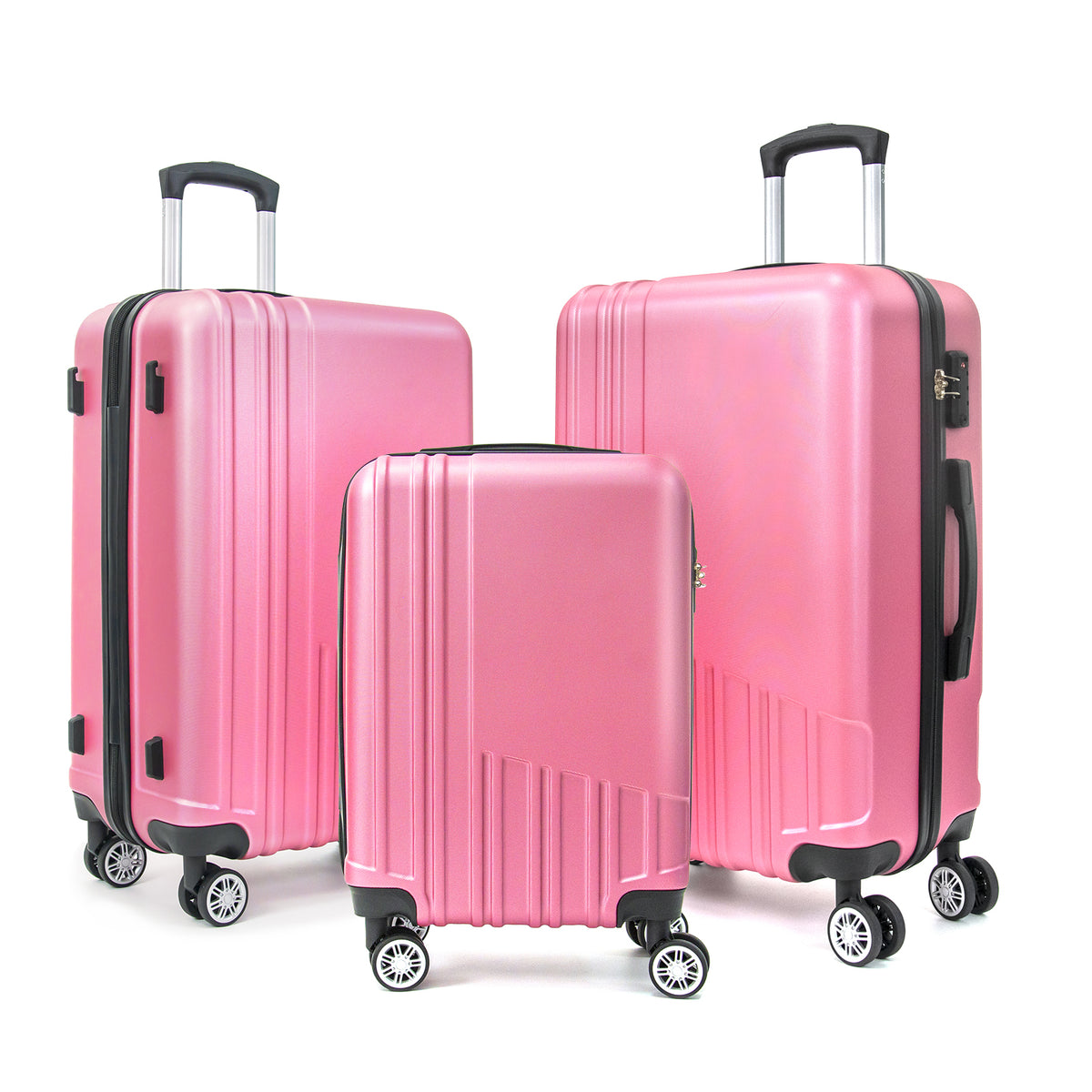 Hard Shell ABS 3 Piece Luggage Set (20/24/28 inches), with TSA Lock,and 360°Rotating Wheel ,Effortless Mobility Carry on Suitcase set Men Women