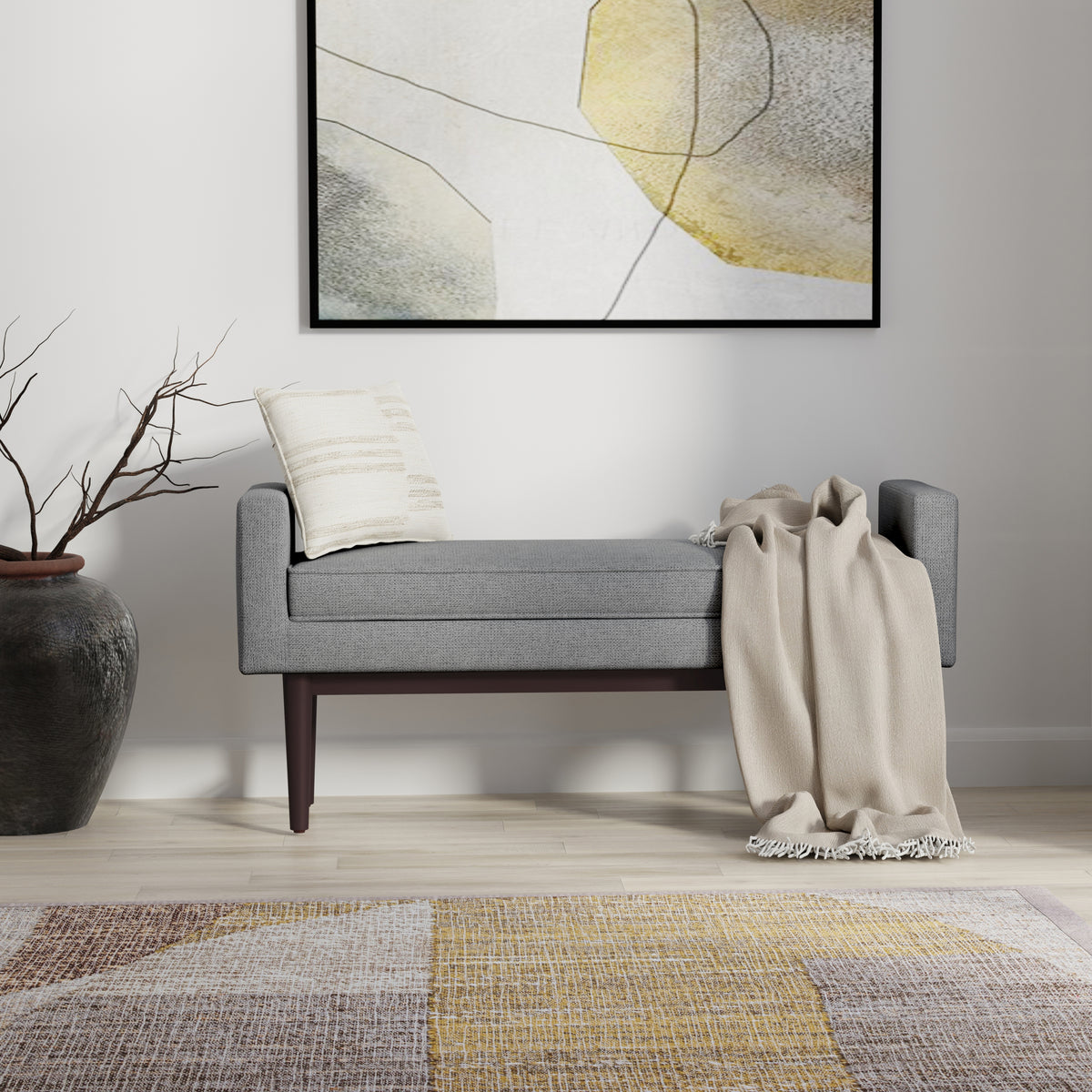 Scott - Ottoman Bench - Pewter Grey