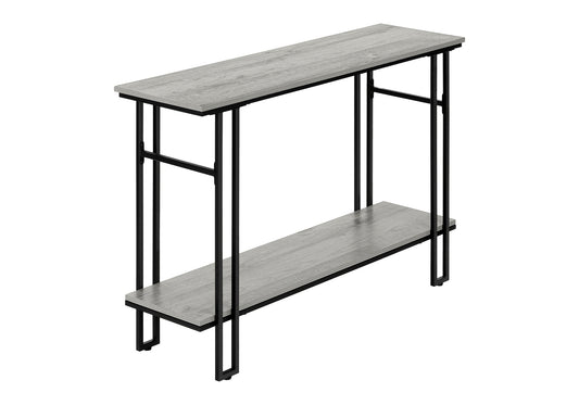 Accent Table, Console, Entryway, Narrow, Sofa, Living Room, Bedroom, Grey Laminate, Black Metal, Contemporary, Modern