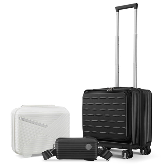 18' Carry On Luggage with Front Open Door &Laptop Interlayer, Hard Shell Suitcase Built-In TSA Luggage Lock, Hardside Lightweight PC Travel Suitcase for Women Men with Spinner Wheels Airline Approved